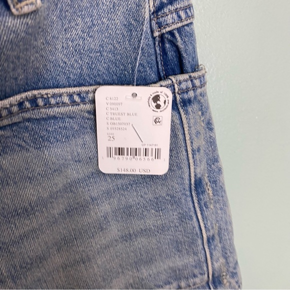 Free People We The Free Moxie Pull On Barrel Jeans Size 25 Blue Paint Splatter - Picture 3 of 5